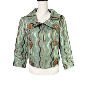 Boho Chic Turquoise Embroidered Jacket Sz 6